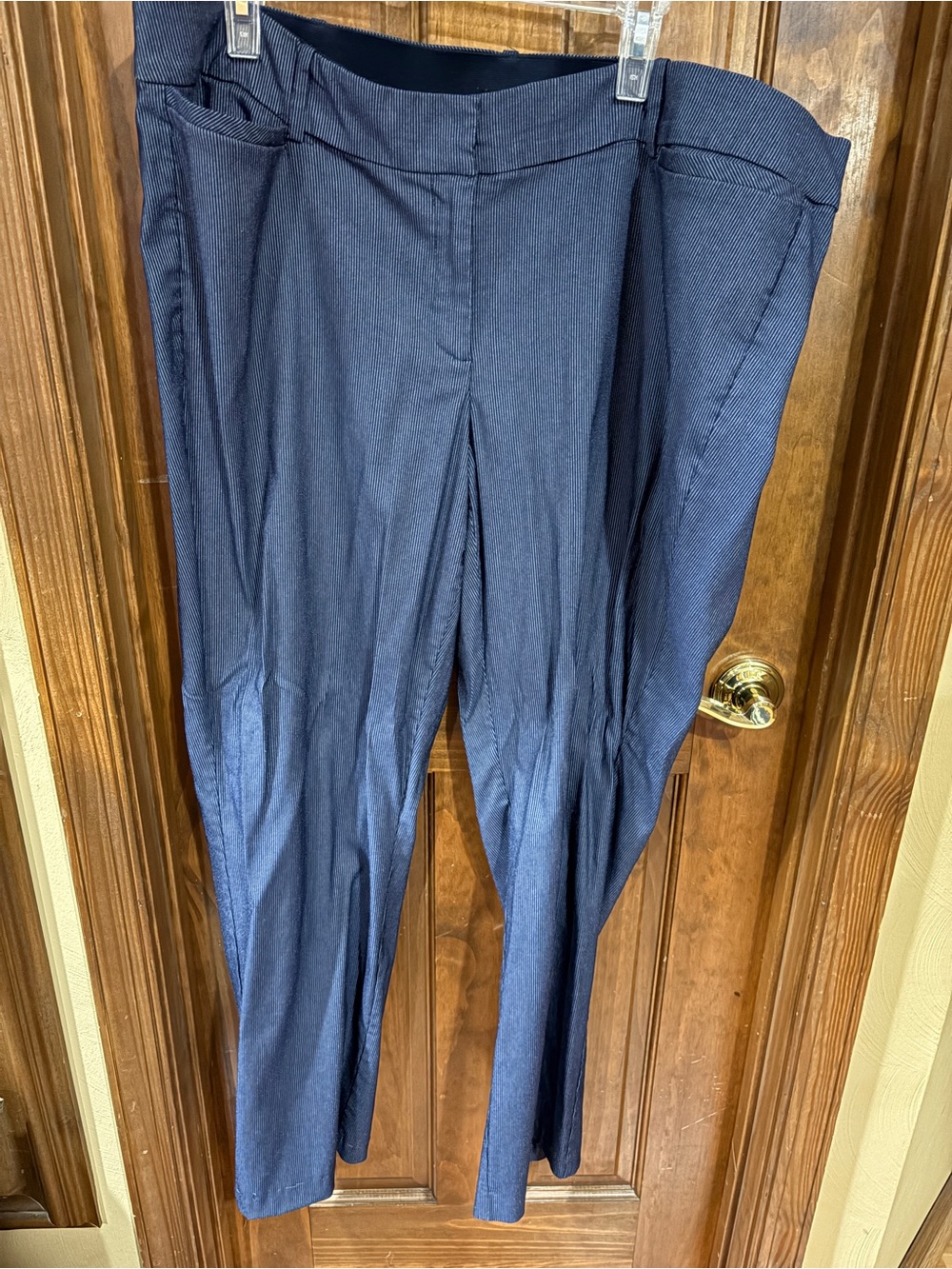 Lane  Blue The Allie Stretch Dress Pants, Blue white striped